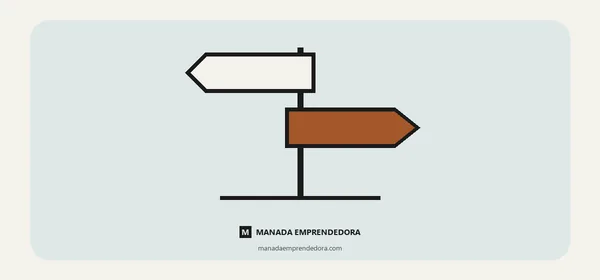 Ilustración de un cartel con dos flechas hacia lados distintos