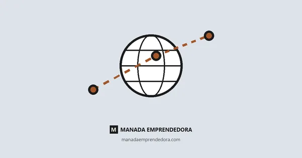 Ilustración de un globo terráqueo con una ruta de tres escalas