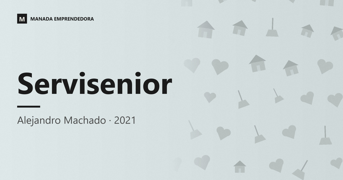 Tarjeta con el nombre de Servisenior, la plataforma que Alejandro Machado lanzó en Uruguay, entrevistado en Manada Emprendedora en 2021
