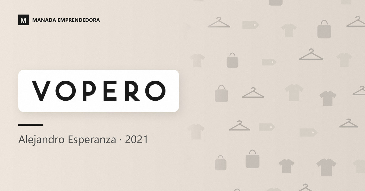 Logo de Vopero y nombre de Alejandro Esperanza, su cofundador, entrevistado en Manada Emprendedora en 2021